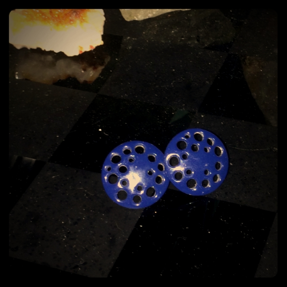 Vintage 80s-90s Blue circle Earrings